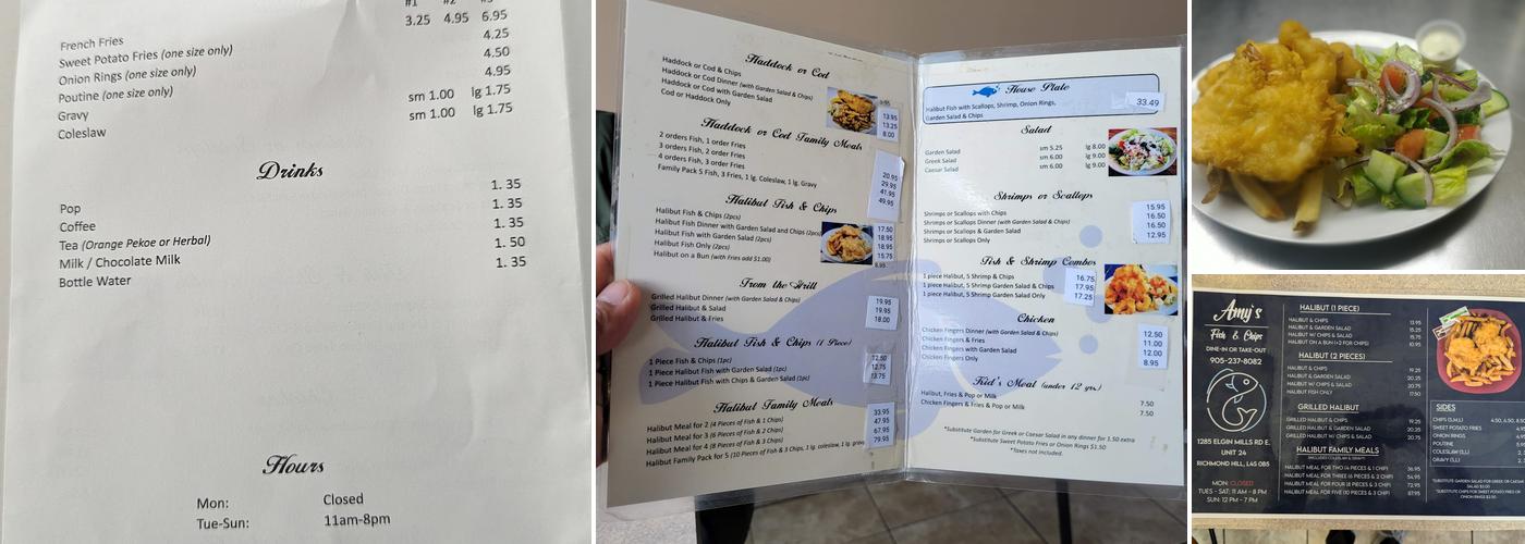 Amy's Fish & Chips Menu