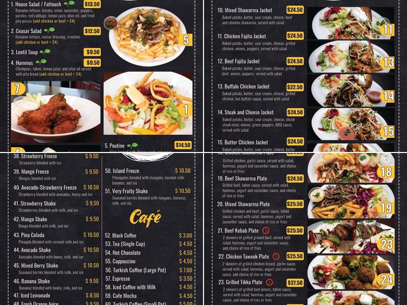 Potato Jackets Menu