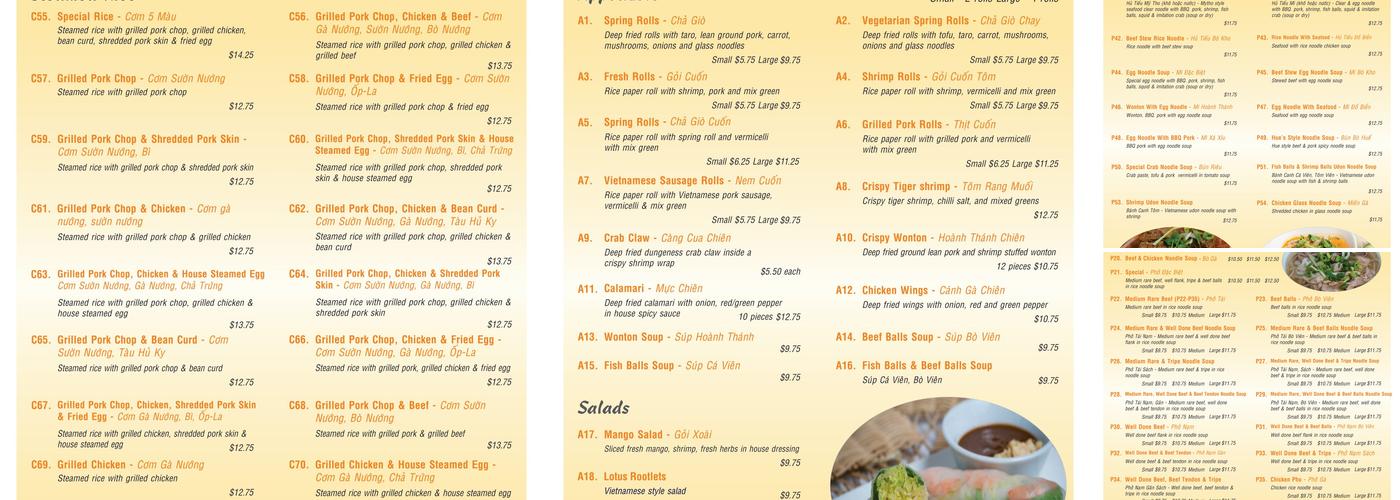 Big Daddy’s Phở Menu