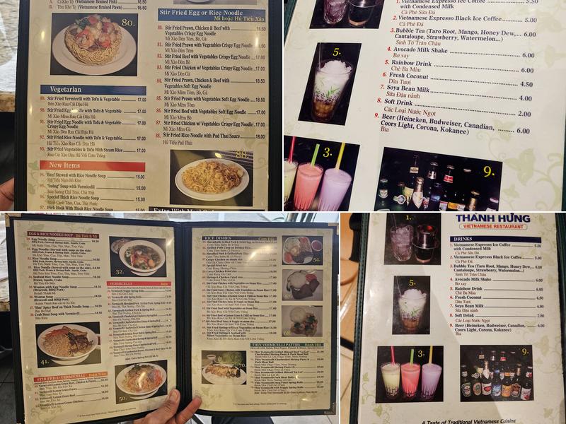 Thành Hưng Vietnamese Restaurant Menu