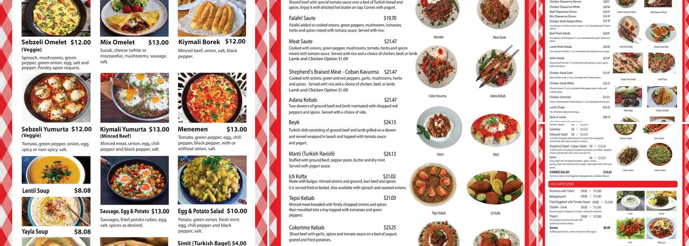 Sofra Istanbul Menu