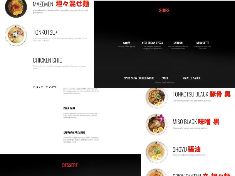 Sansotei Ramen Menu