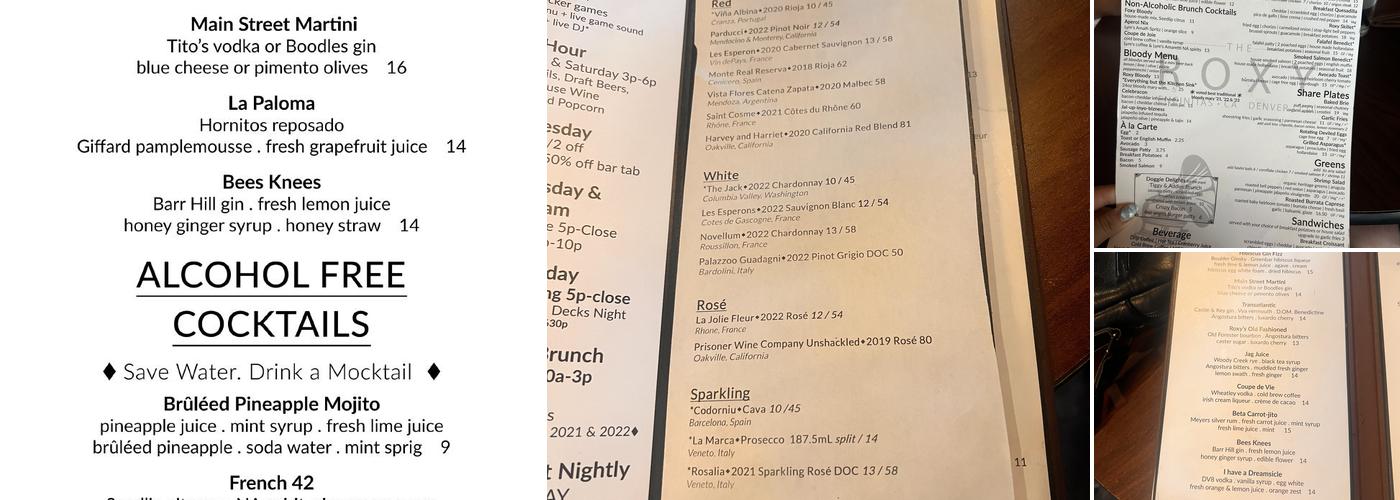 Roxy on Broadway Menu