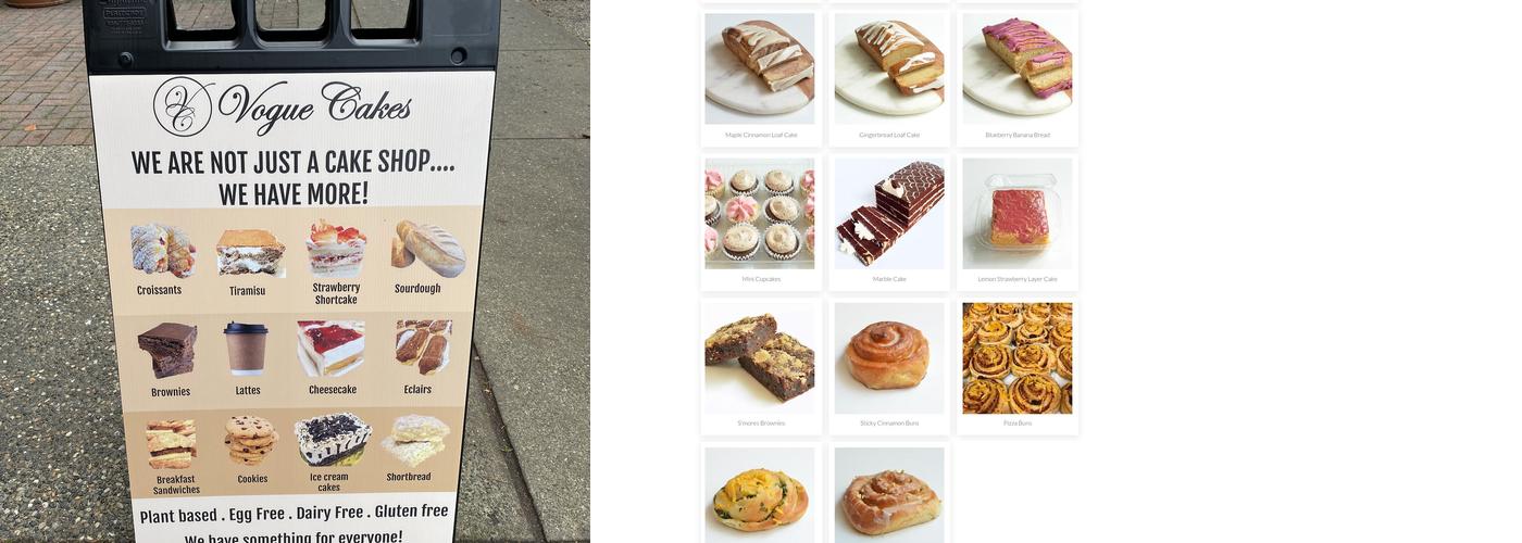 Vogue Cakes Menu