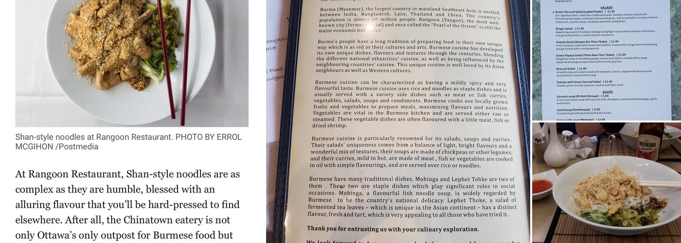 Rangoon Restaurant Menu