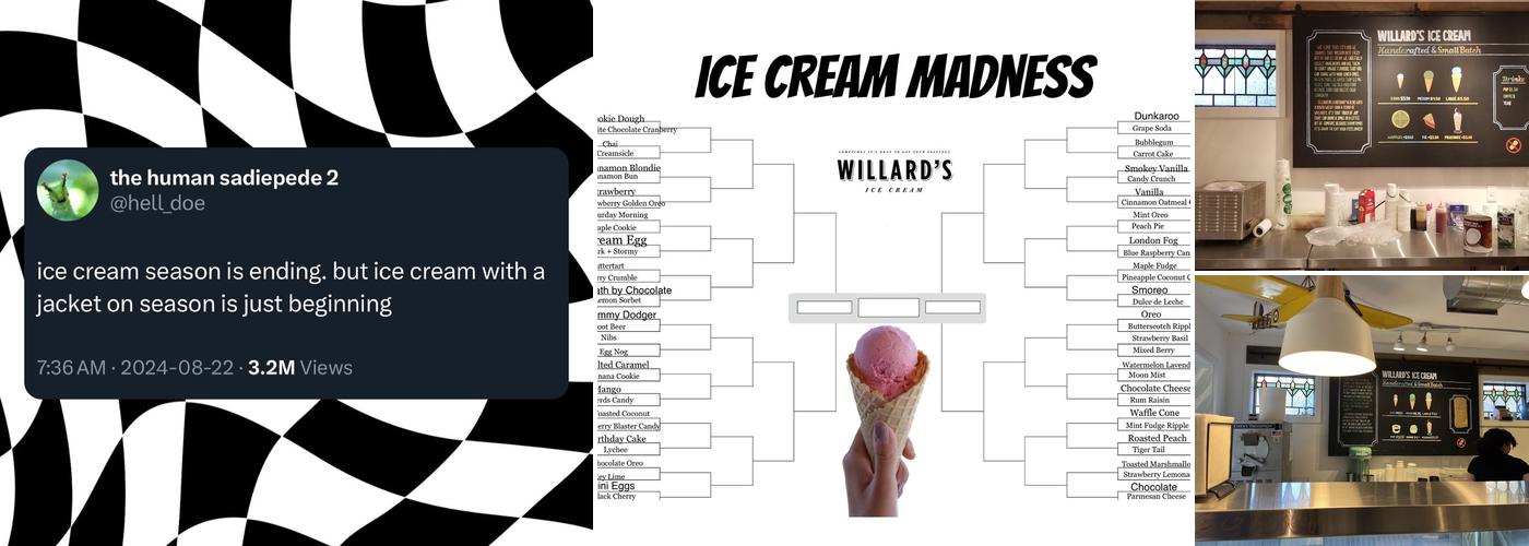 Willard's Ice Cream Menu