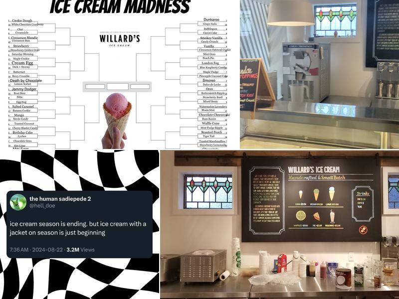 Willard's Ice Cream Menu