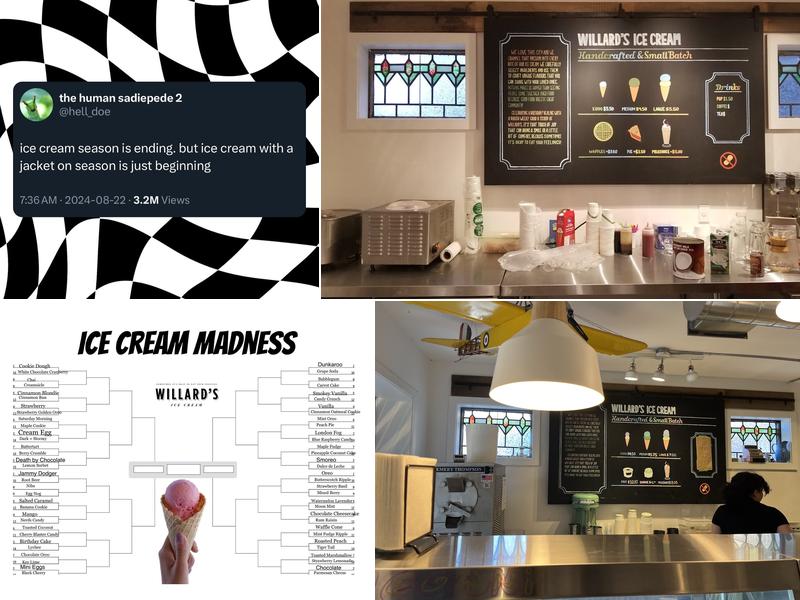 Willard's Ice Cream Menu