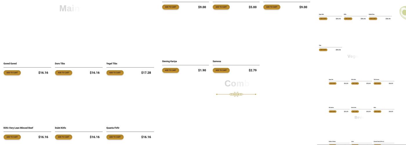 Kokeb Restaurant Menu