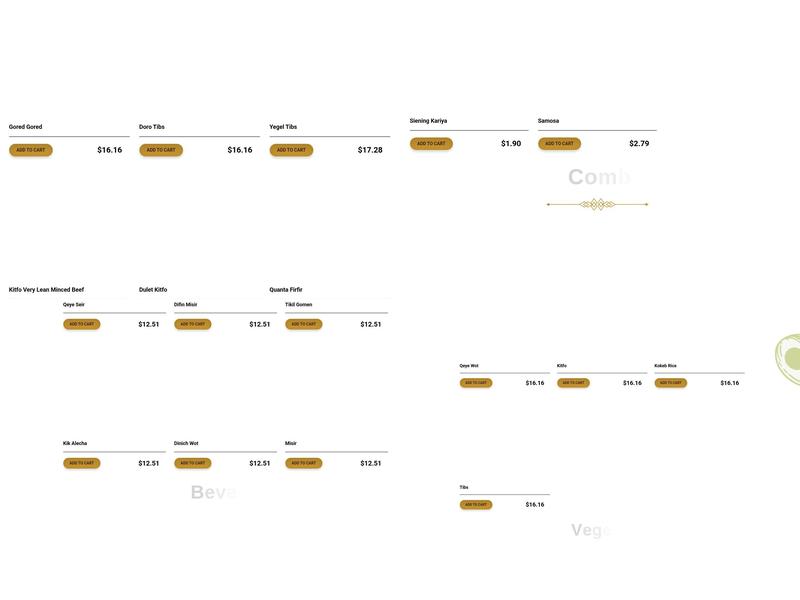 Kokeb Restaurant Menu