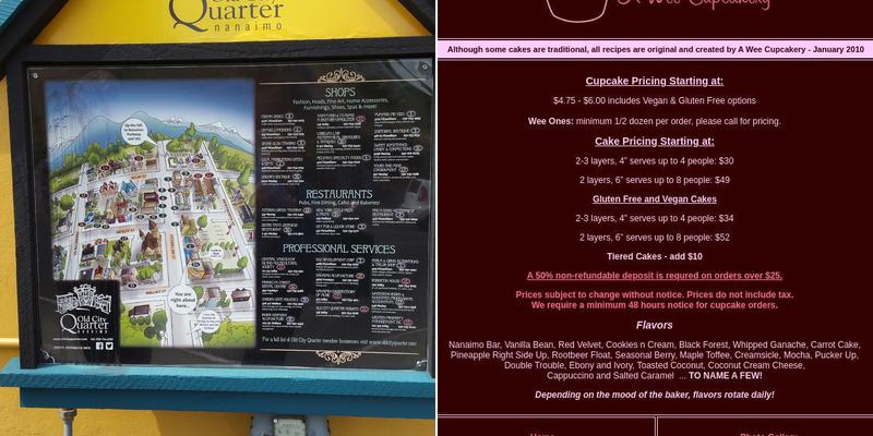 A Wee Cupcakery Menu