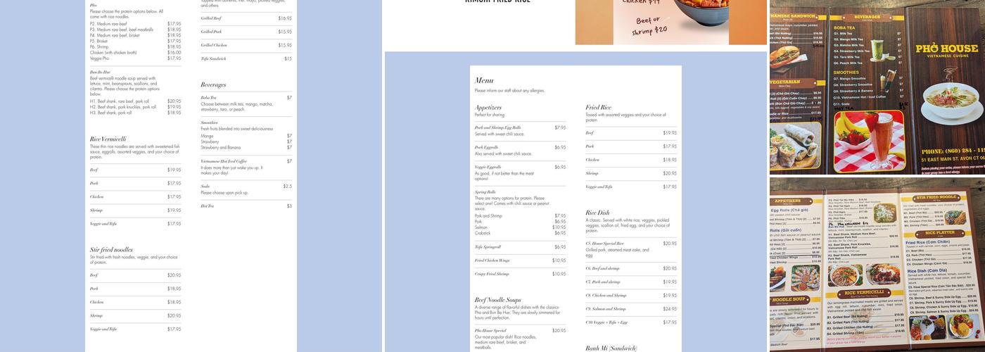 Pho House Menu