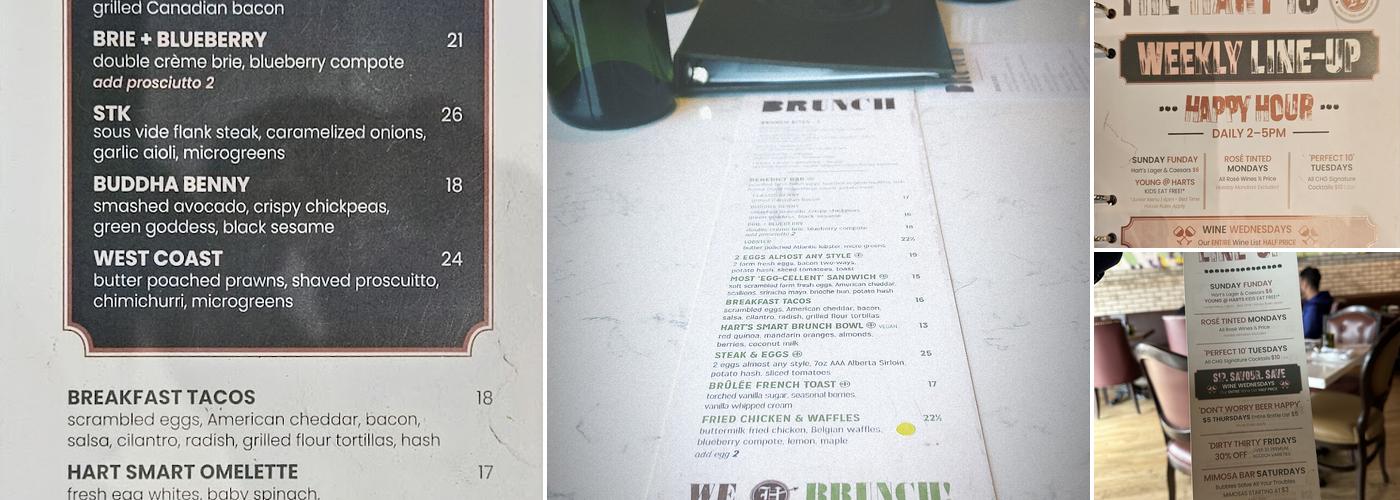 Hart's Table & Bar Menu