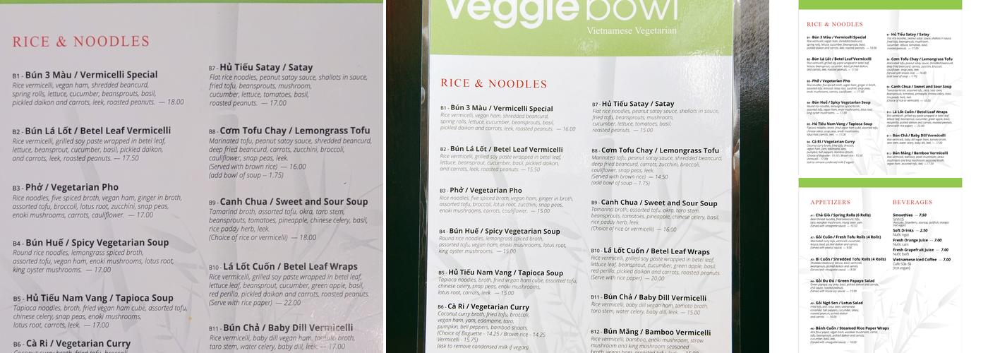 Veggiebowl Menu
