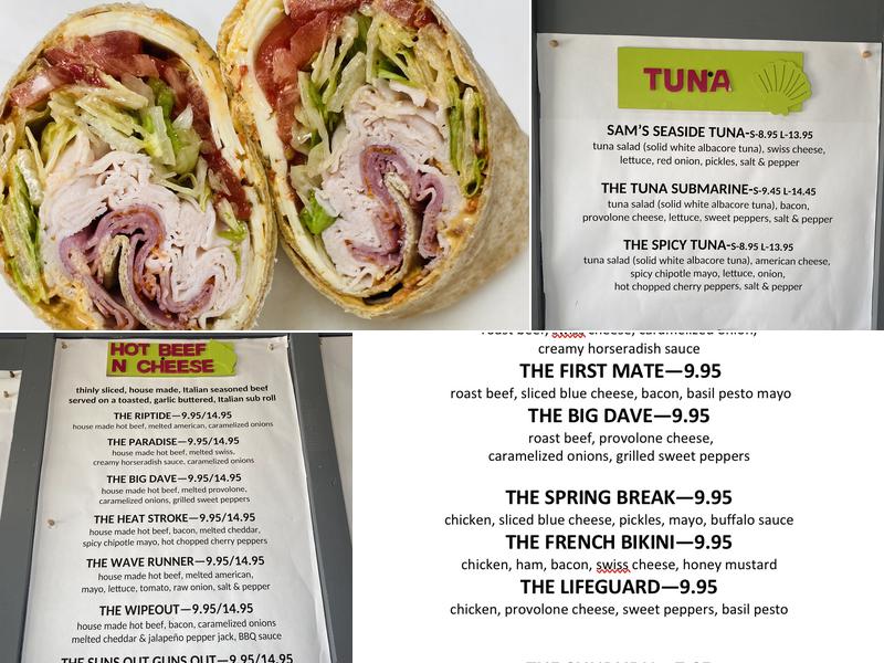 SeaSide Subs Menu