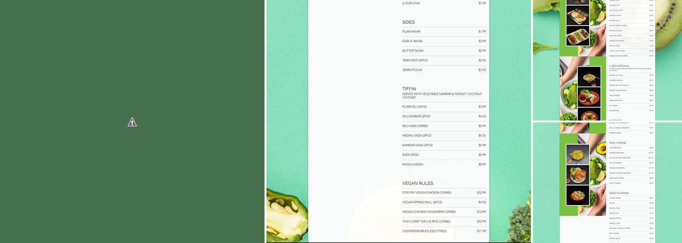 Veggie Paradise - Vegan Restaurant Menu