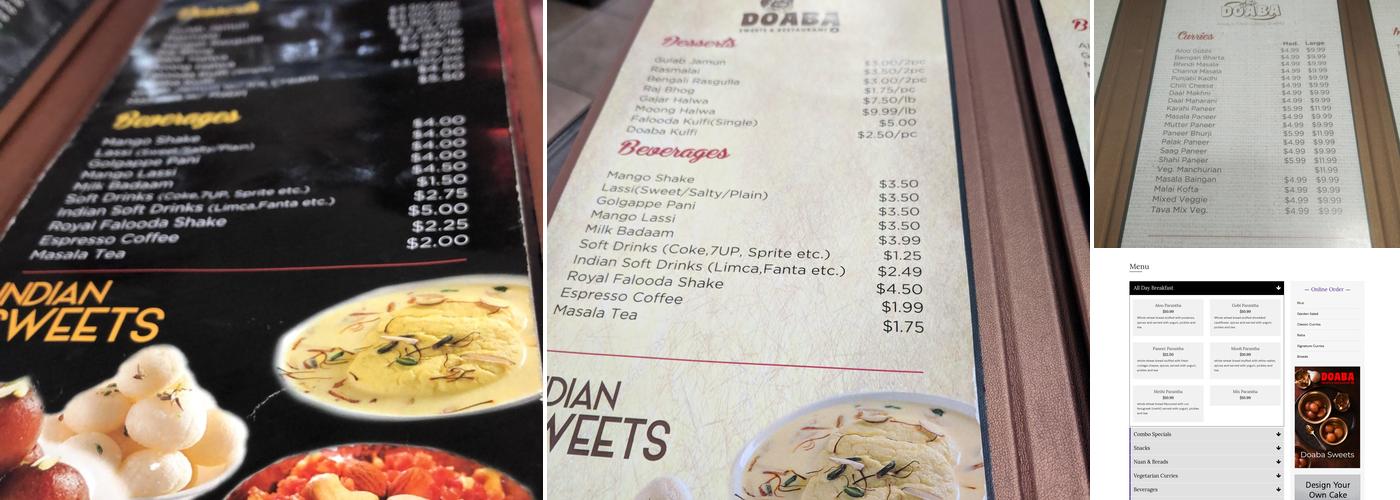 Doaba Sweets & Restaurant Menu