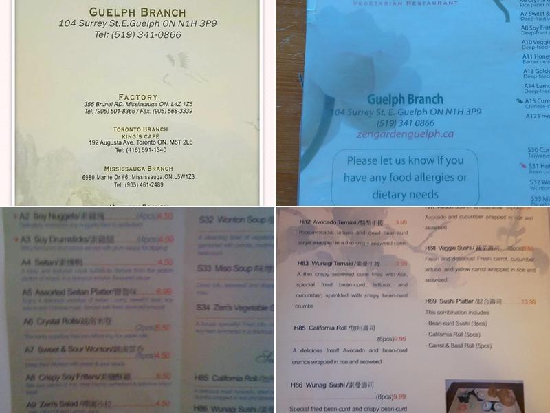 Zen Gardens Menu