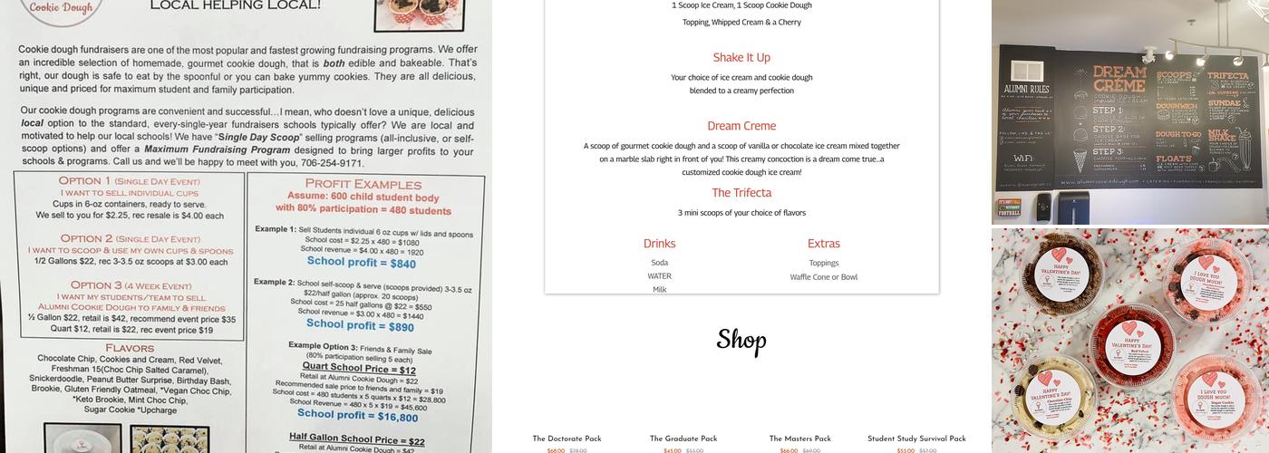 Alumni Cookie Dough Menu
