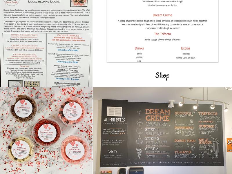 Alumni Cookie Dough Menu