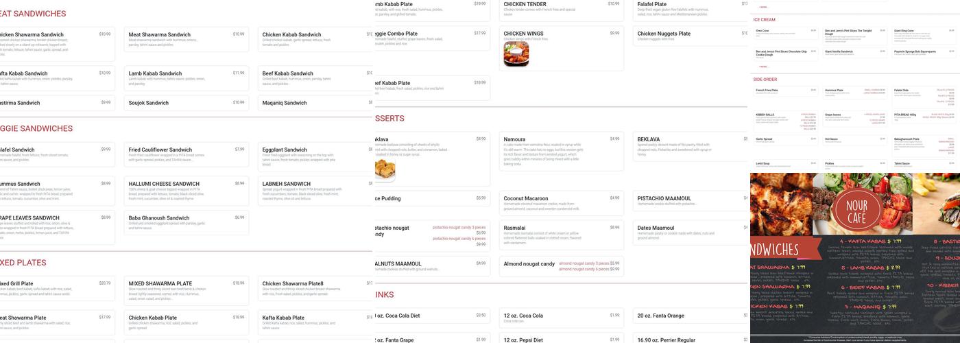 NOUR CAFE Menu