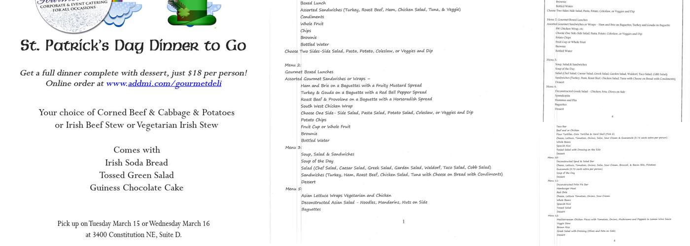 Gourmet To Go Catering Inc. Menu