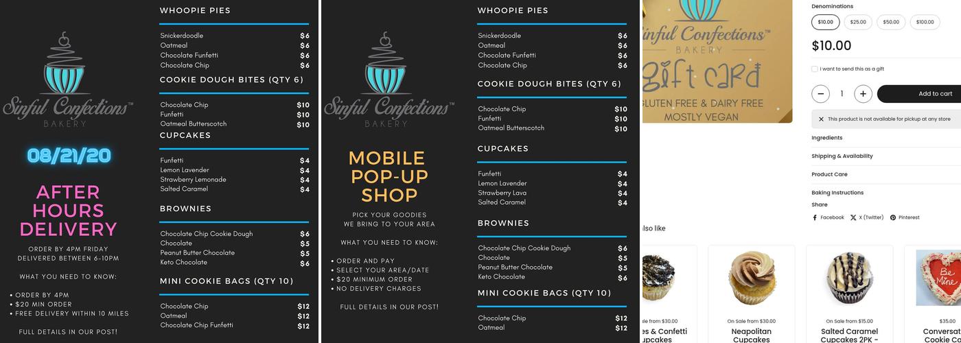Sinful Confections Menu
