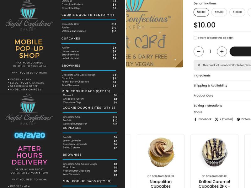 Sinful Confections Menu