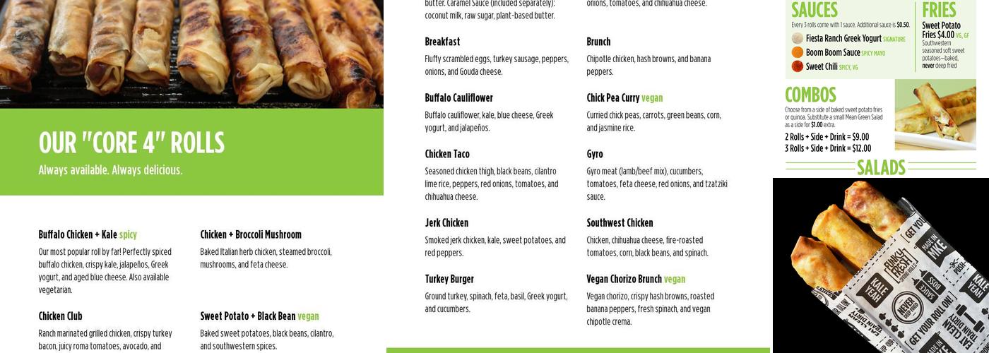 Funky Fresh Spring Rolls Menu