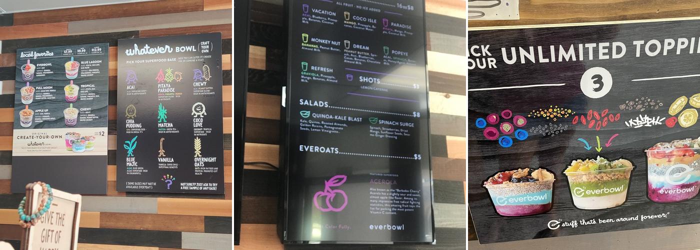 Everbowl - Oceanside Menu