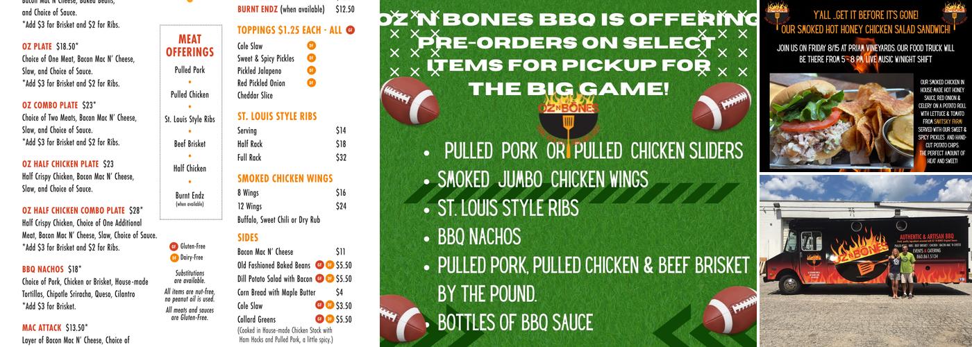 OZ n BONES BBQ Menu
