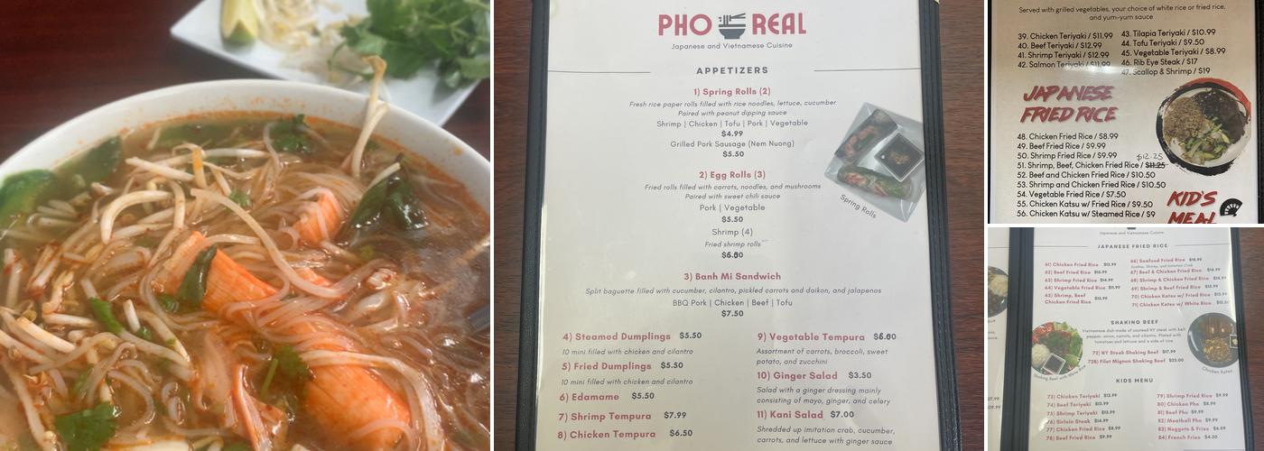 Pho Real Menu