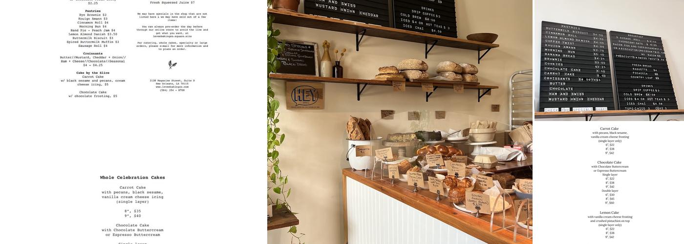 Levee Baking Co. Menu