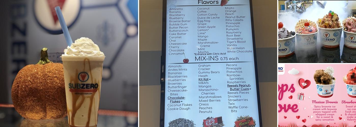 Sub Zero Nitrogen Ice Cream Menu