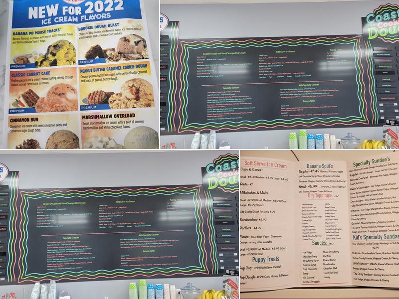 Coastal Cookie Dough Menu