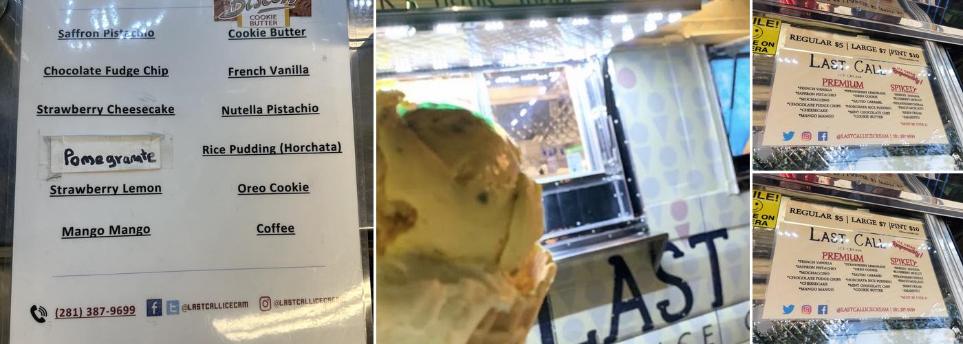 Last Call Ice Cream Menu