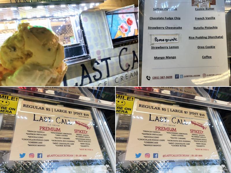 Last Call Ice Cream Menu