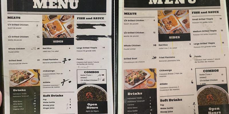 Chez La Baronne Du Plato Menu