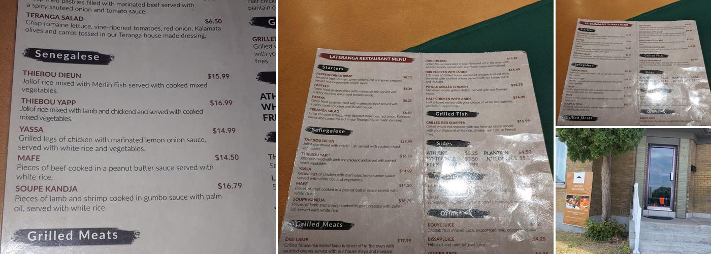 Restaurant la teranga Menu