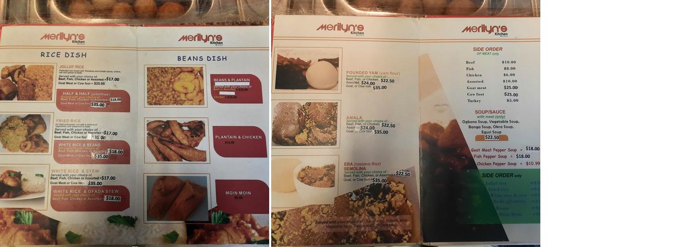 Merilyn's Kitchen Menu