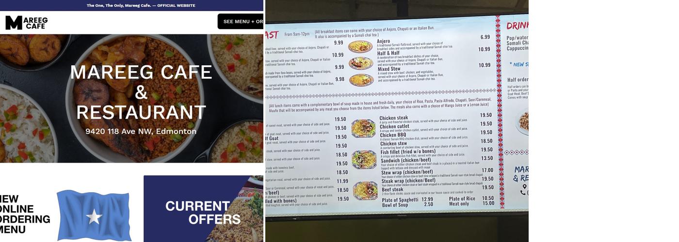 Mareeg Cafe & Restaurant Menu