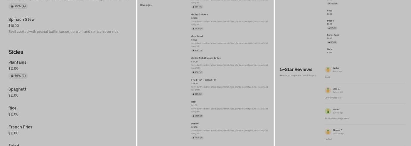 Adaya Menu