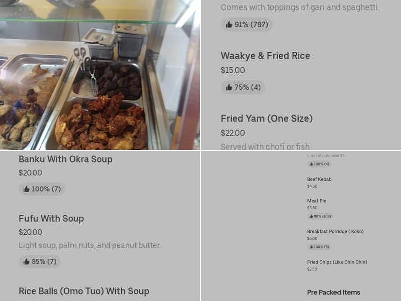 The Point African Restaurant Menu