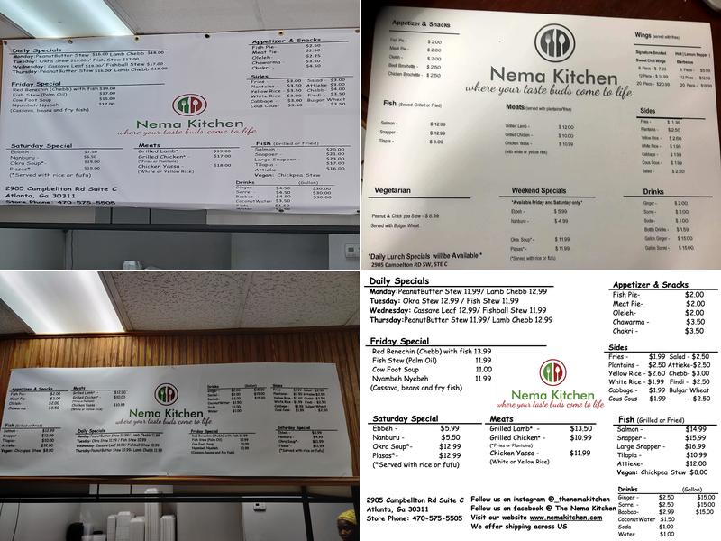 Nema Kitchen Menu