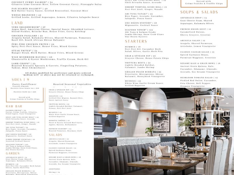 Yebo Beach Haus Menu