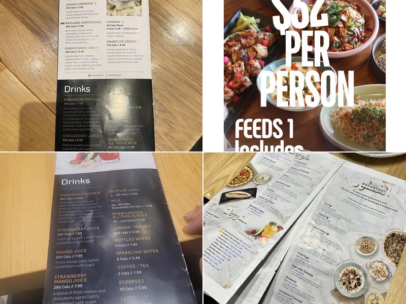 Paramount Middle Eastern Kitchen Menu