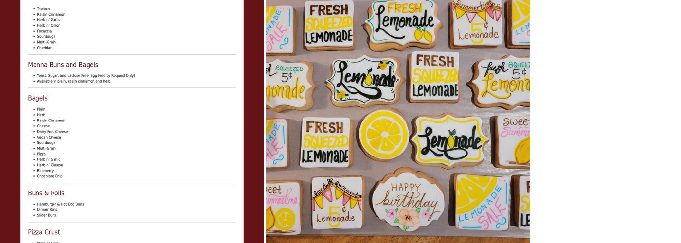 Junior Baker Menu