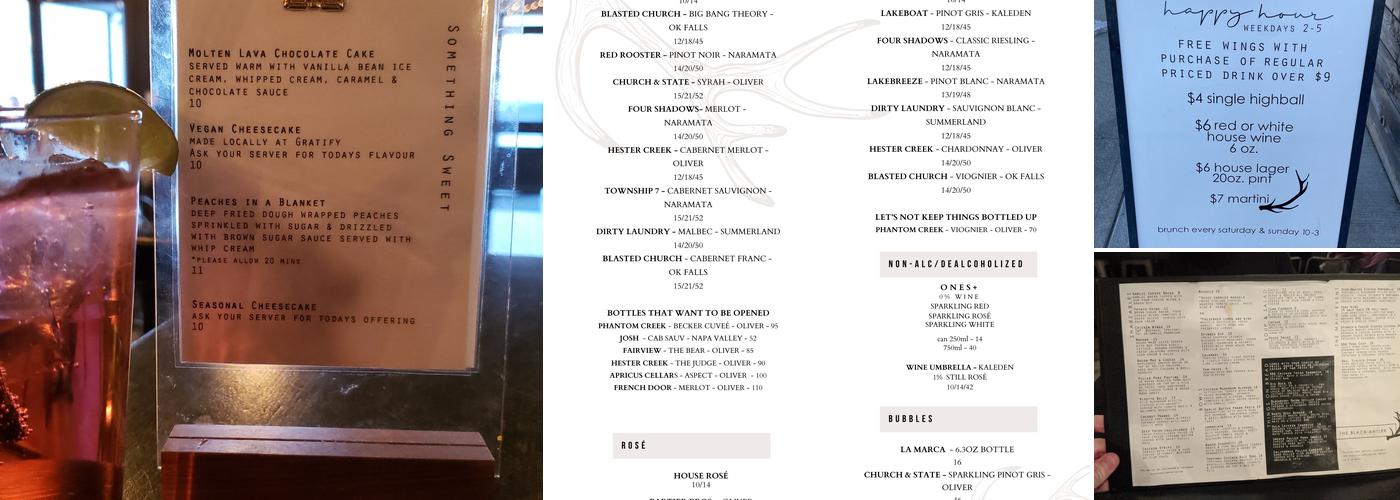 The Black Antler Menu