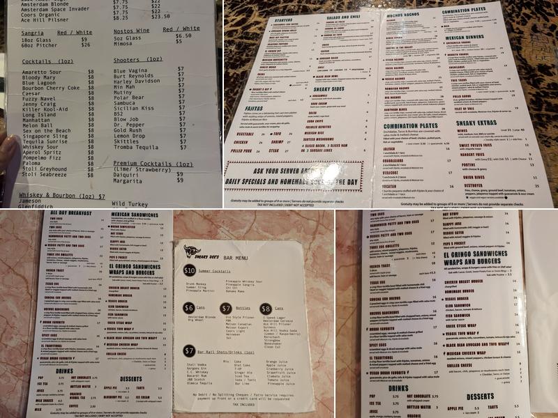 Sneaky Dee's Menu