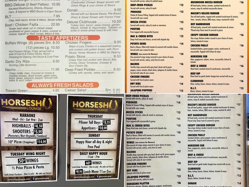 Horseshu Lounge Menu